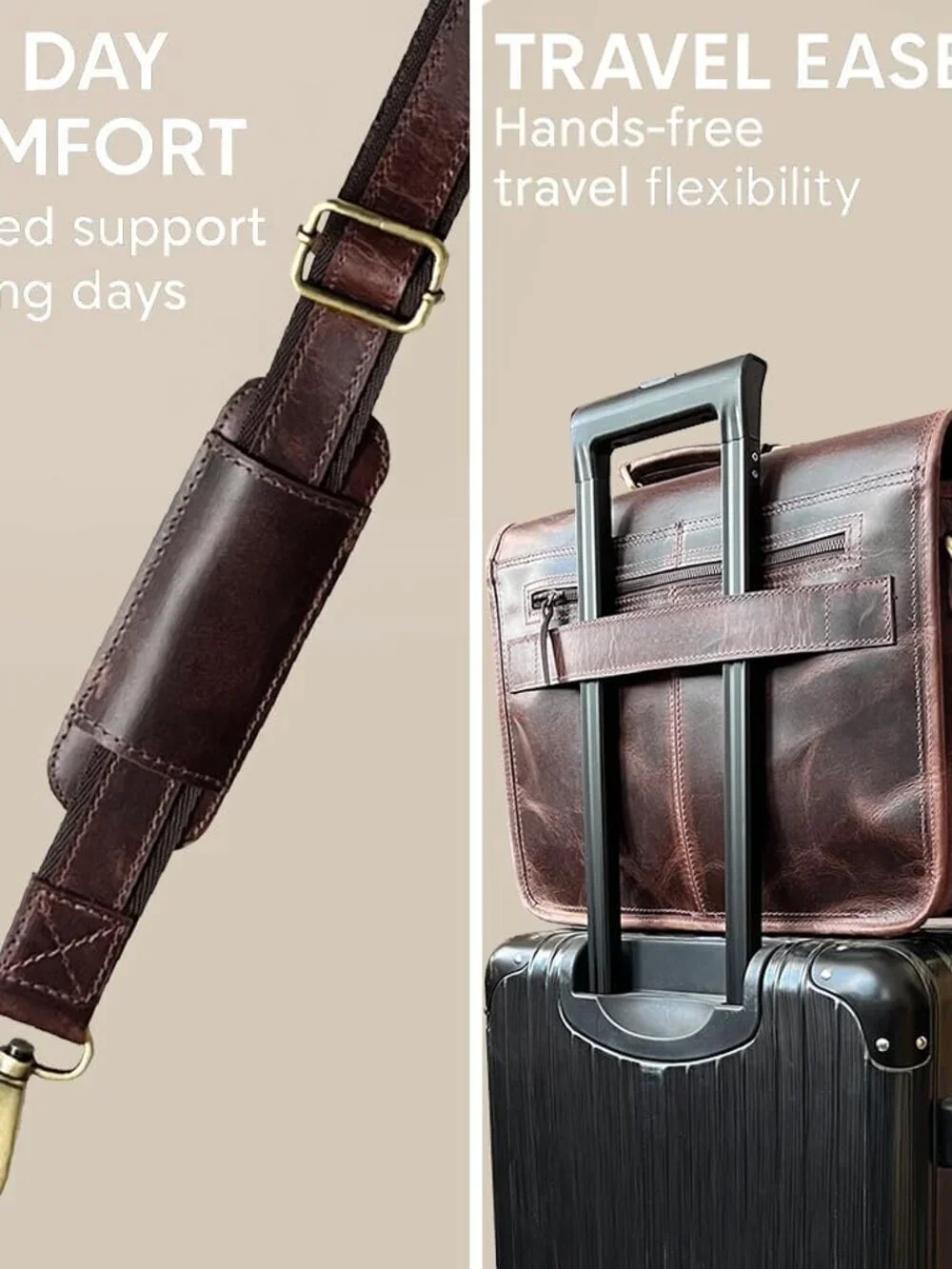 Men's Mulbery Genuine Leather Crossbody Adjustable Strap Messenger Hand Bag